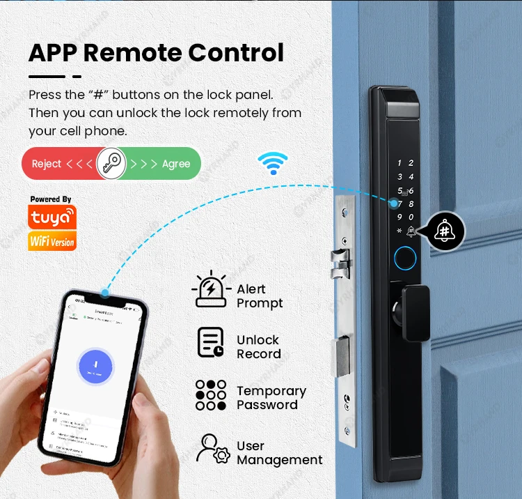 TUYA WiFi Smart Door Lock Waterproof Keyless Digital Electronic Lock Fingerprint