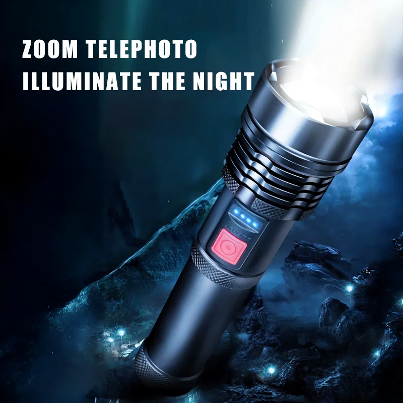 Warsun Powerful LED Flashlight Multifunctional Outdoor 18650 Rechargeable Torch Light Portable Lantern Hand Lamp Zoomable