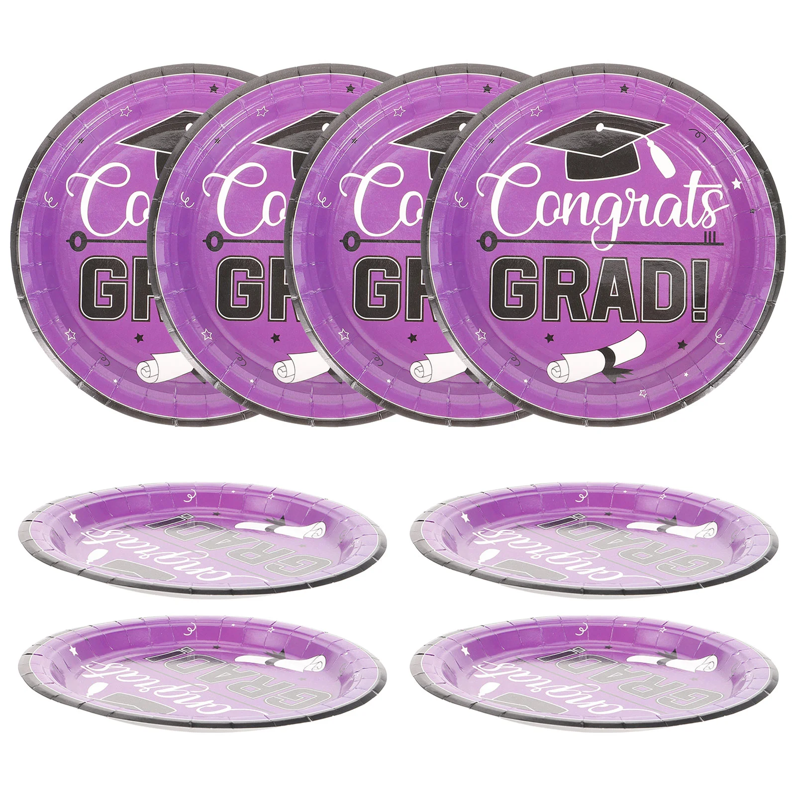24 Pcs Graduation Party Supplies Disposable Plates Paper Plates 7 Inch Disposable Class of Festive Tableware