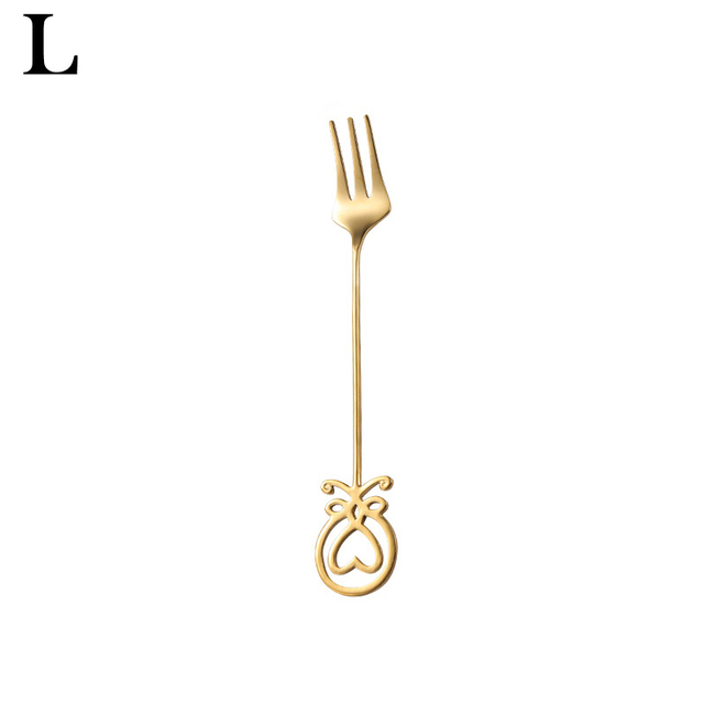 Octopus Spoons Fork Mini Metal Gold Carved Coffee Snacks Fruit Prikkers Dessert Fork Kitchen Tool Teaspoon