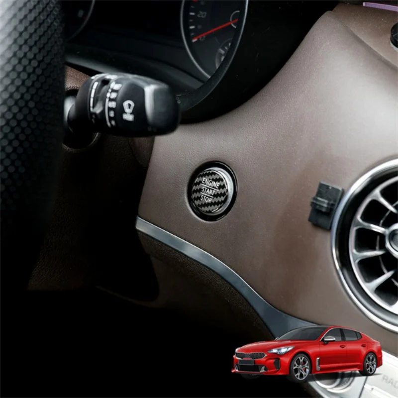 Red Real Carbon Fiber Engine Start Button Cover Sticker