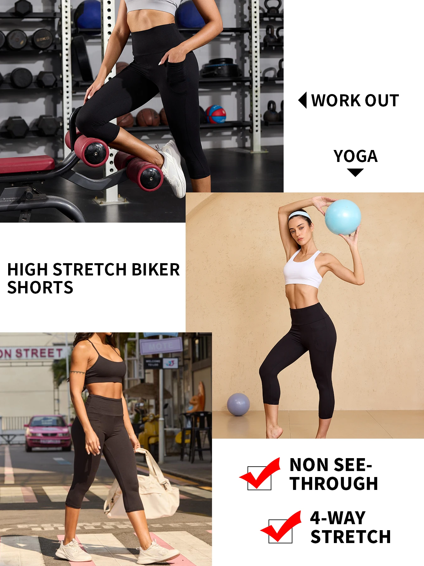 High Waisted capri pants For Women With Pockets Tummy Control No See Through Workout Running Yoga Athletic Push Up Gym Leggings 3