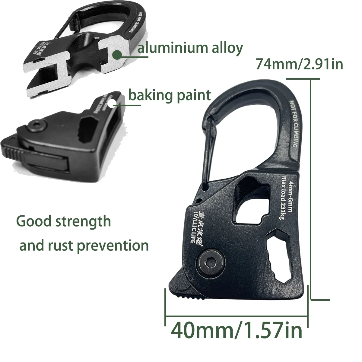 6mm 5m Campingzelt-Seilspanner Windseil-Zurrgurt Spannvorrichtung Befestigungsrutsche Ratschen-Markisen-Seilschnalle – Detail 4