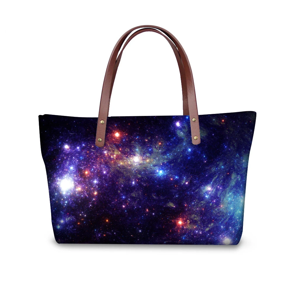 

Galaxy Star Print Tote Bags for Women Lage Capacity Women Handbag Female Shoulder Bags Sac a Main Femme PU Purse