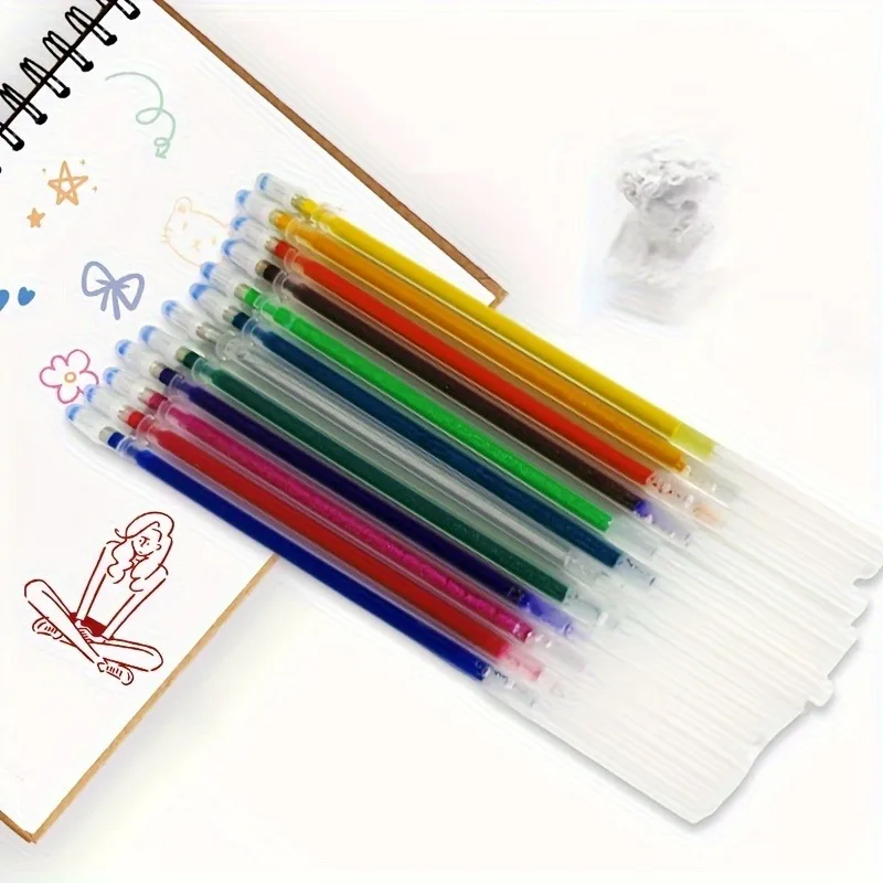 Glitter Pen Refills 48 colors of fluorescent metal pen refills student stationery colorful refills 12/24/36/48/100PCS glitter pen refills
