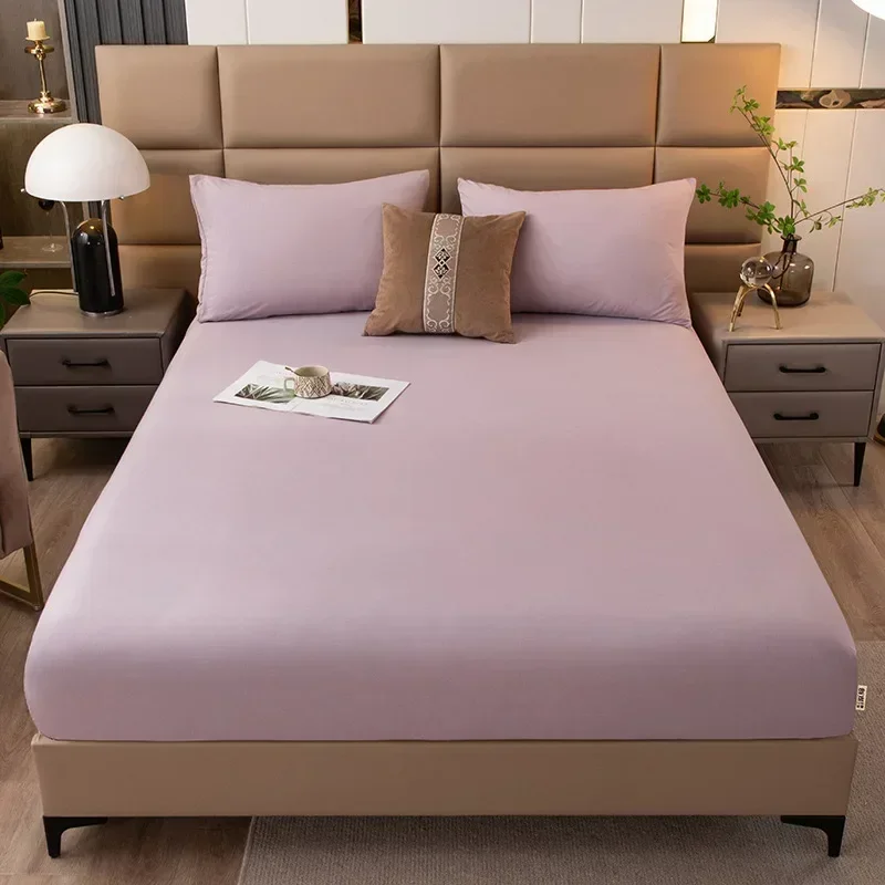 

Solid color washed raw cotton sheet, single piece full protection cover, she et, cover, and mattress 635