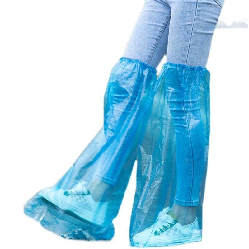 방수 일회용 신발 커버 남성용 여성용 두꺼운 플라스틱 미끄럼 방지 하이 포지션 레인 부츠 커버 내마모성 발 커버