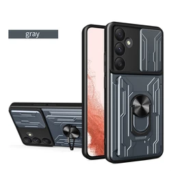 Premium Card Pocket Ring Stand Phone Case with Enhanced Protection and Functionality for Galaxy S24 Ultra (GRAY)