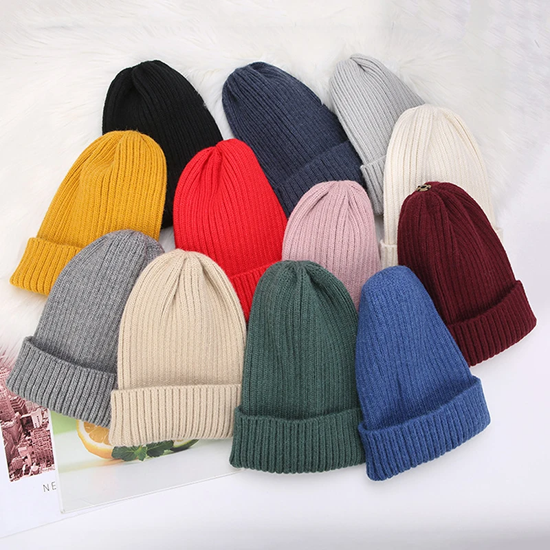 

Autumn And Winter Knitted Warm Show Face Small Woolen Cap Simple Solid Colour Versatile Leisure Cap