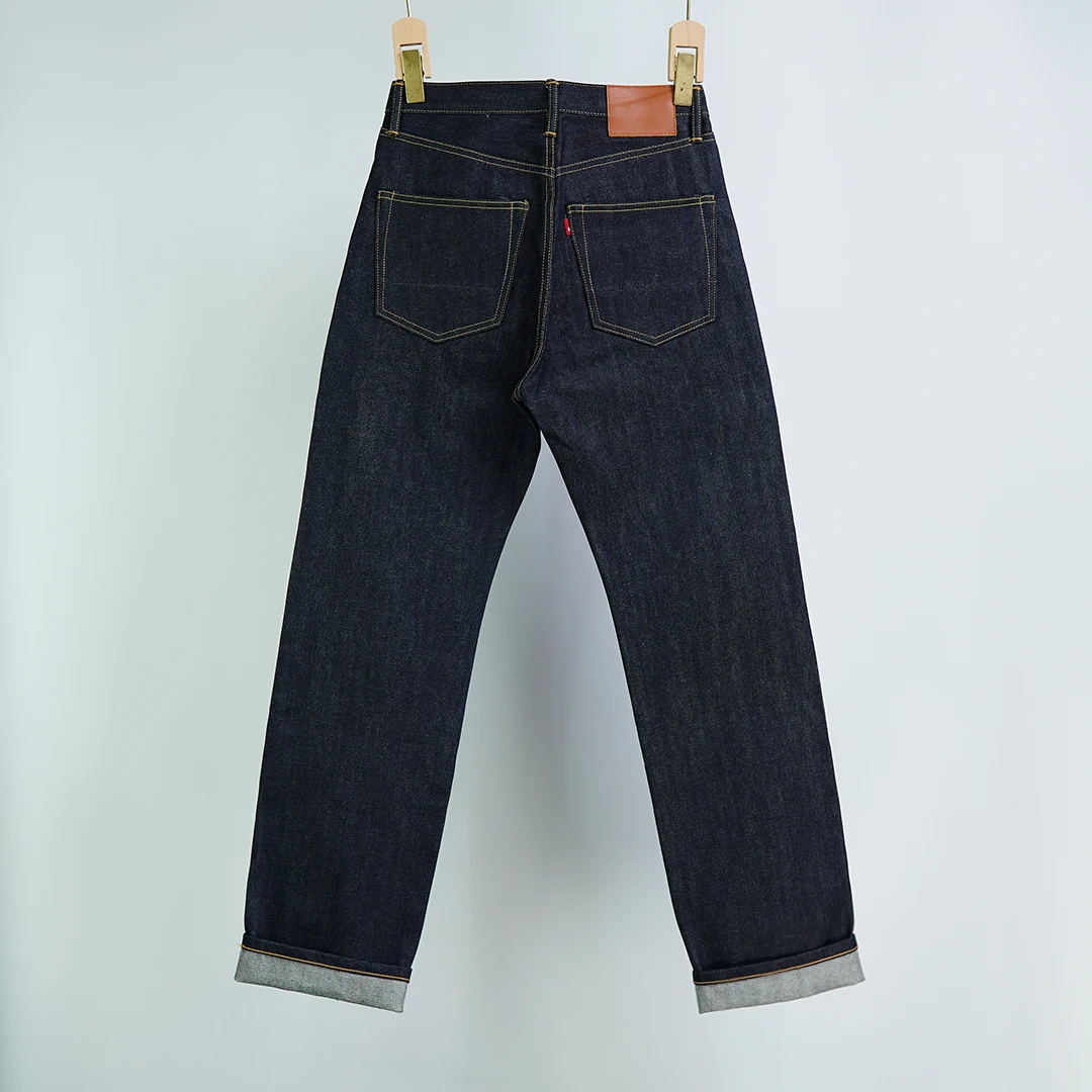 14oz UNWASH Raw Original Indigo Blue Denim Jeans for Men Red Selvedge 100% Cotton Classic LVC-55501 Loose Straight Pants Y2k 502 2