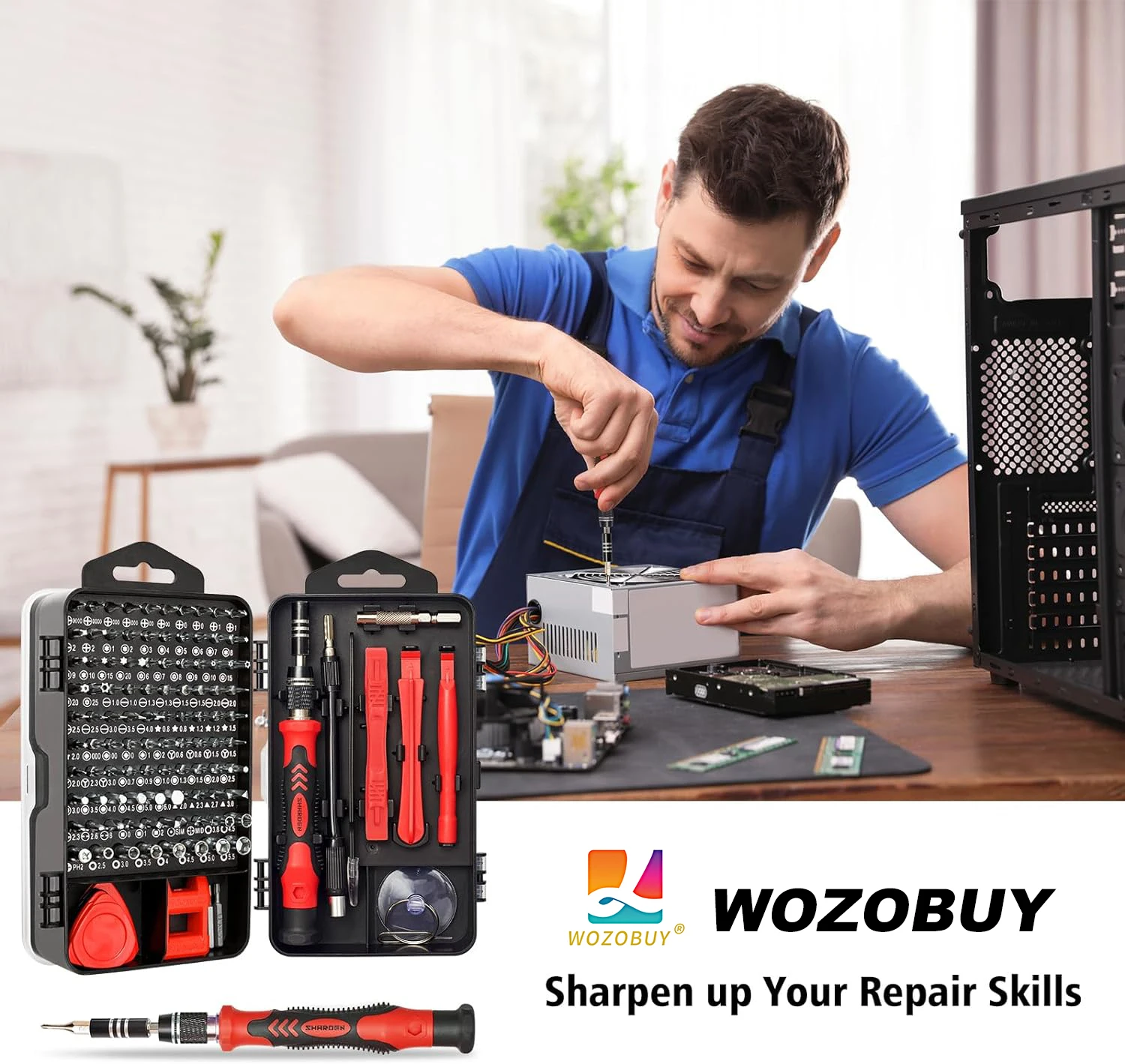WOZOBUY 138 in 1 정밀 드라이버 세트, 전문 나사 드라이버 도구 세트, PC 수리 도구 키트, 수리 장치