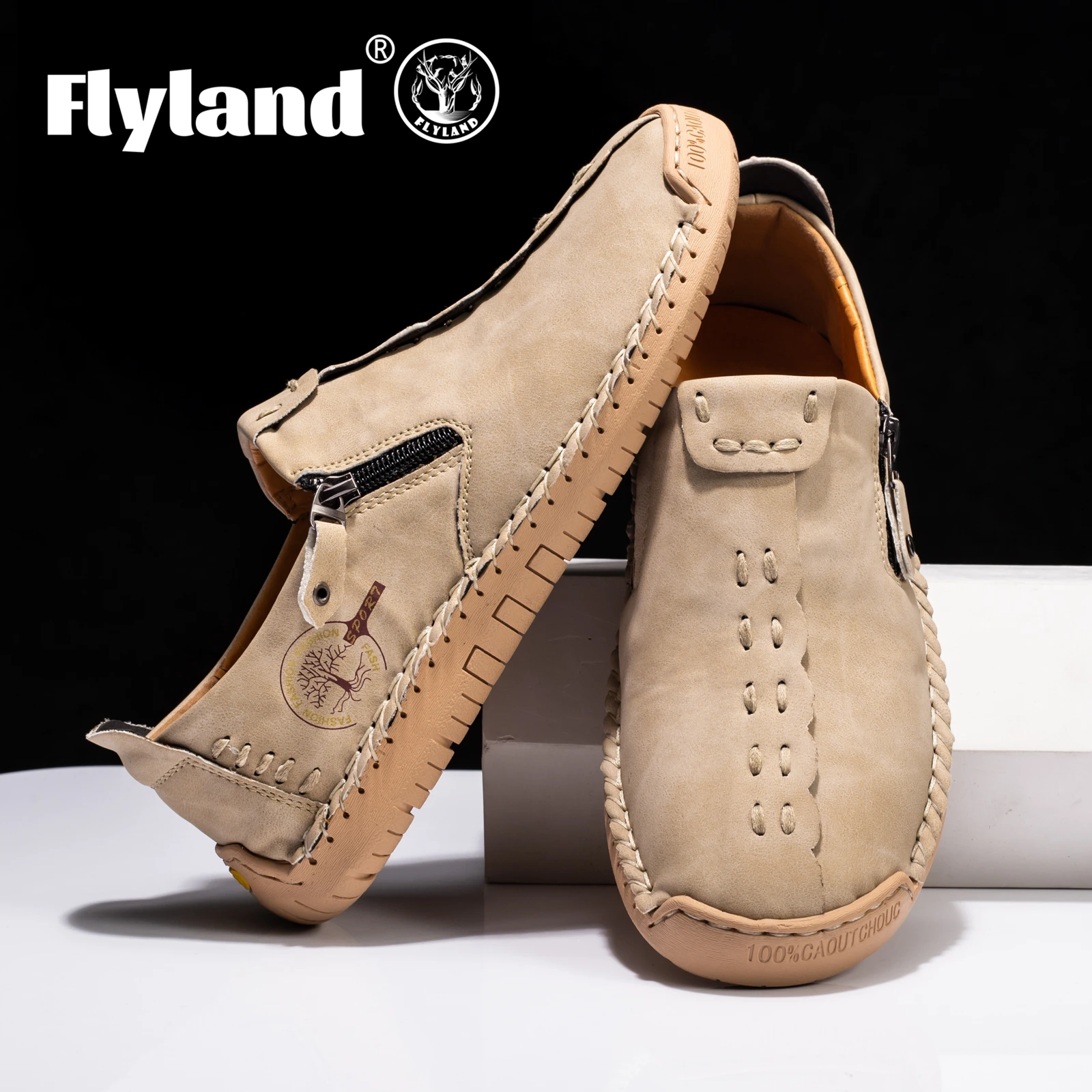 Flyland Nuovo Arrivo Moda Uomo Vintage Mocassini In Morbida Pelle Scarpe Fatte A Mano Business Casual Flats Driving Shoe Plus Size
