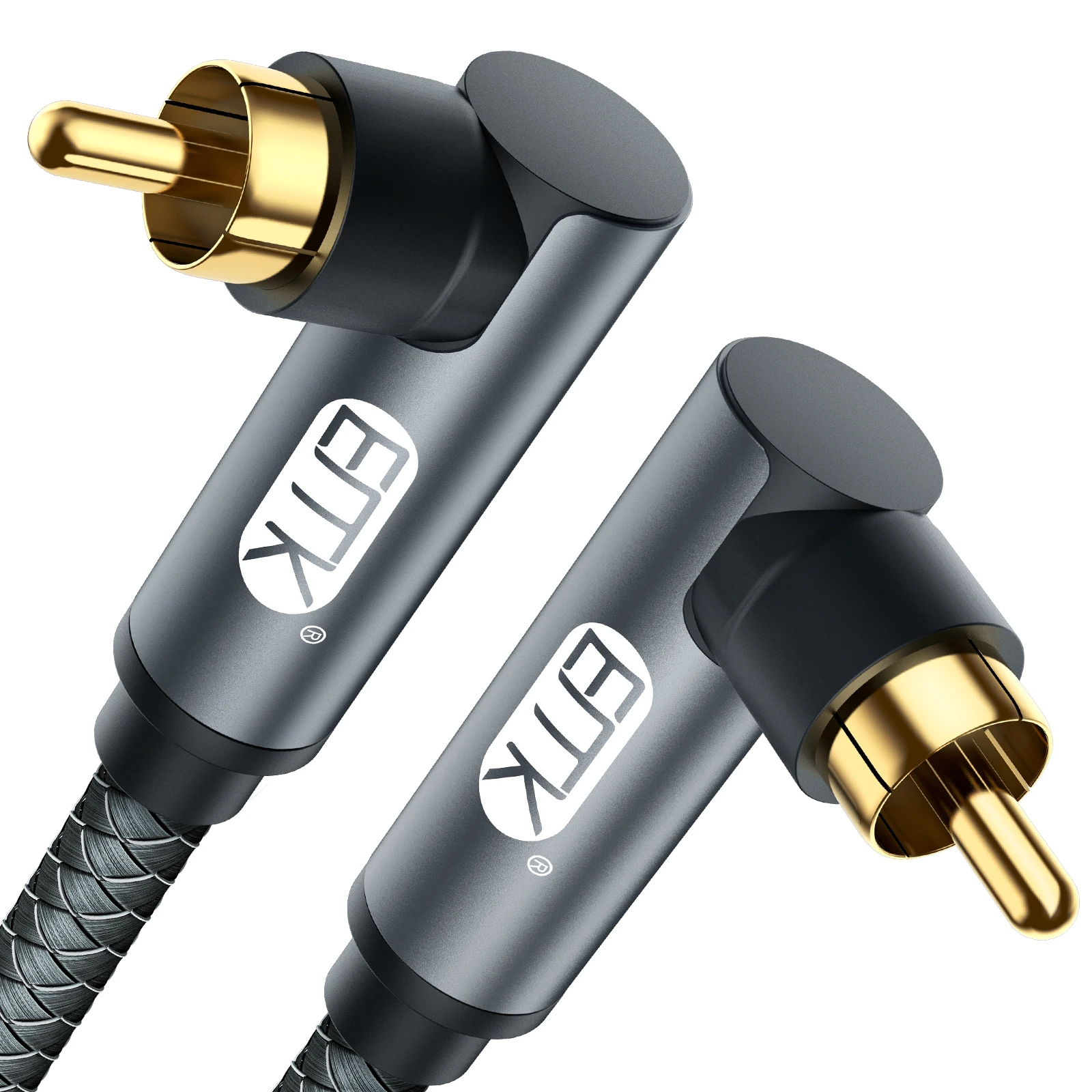 EMK Subwoofer Cable Dual 90 Degree RCA to RCA Audio Cable Coaxial Cable