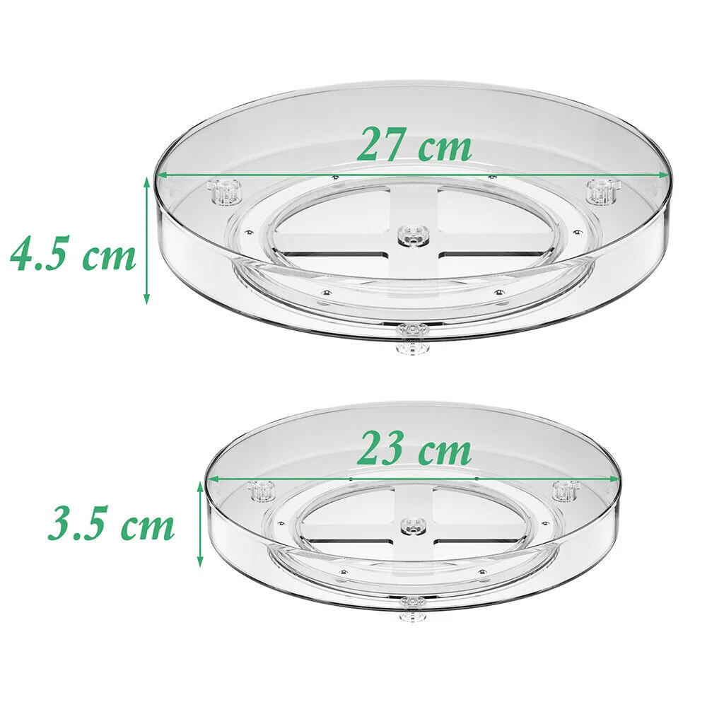 Lazy Susan Turntable Organiser,Turntable Fridge Organiser 23 cm  27 cm Spice Rack Rotatable for Kitchen Cabinet Refrigerator