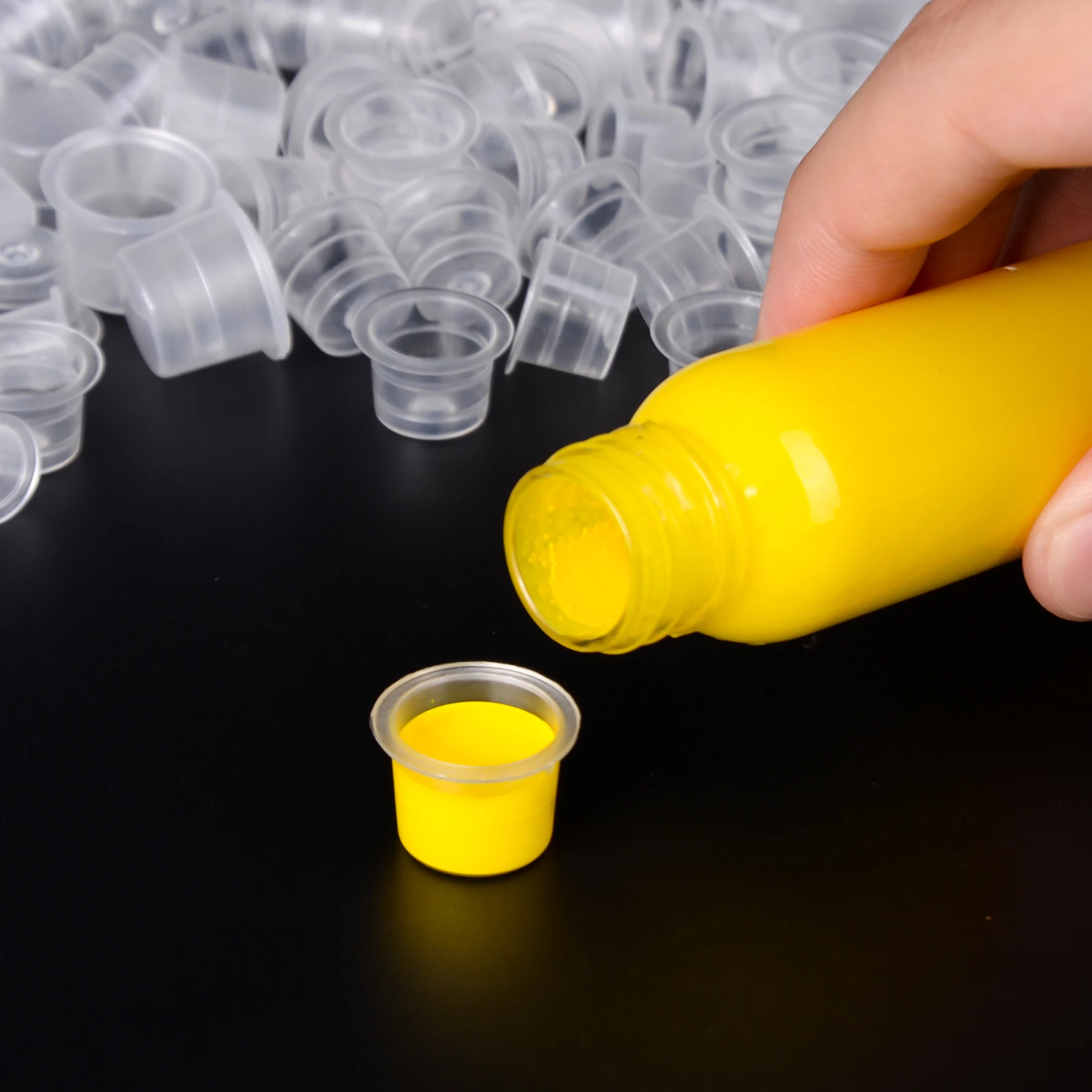 Tattoo Ink Cups 100Pcs POSEIDON Plastic Pigment Clear Permanent Makeup Tattoo Accessory