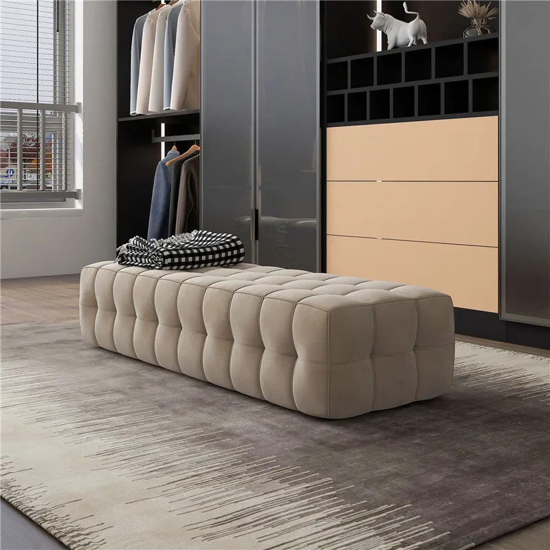 

Italian Luxury Velvet Sofa Bench Bedroom Bed Stool Sitting Room Foot Pier Clothes Shop Cloakroom Shoes Stool Furniture
