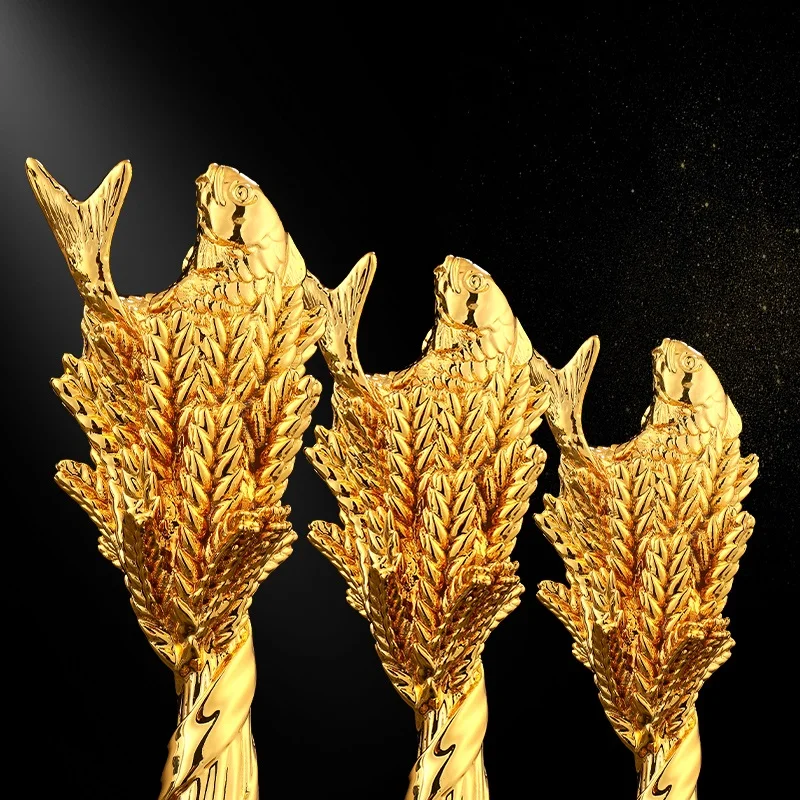 Customized Fishing Competition Resin Trophys, Lettering High-end Souvenir, Home Decor Awards Fish Shape Crystal Base Trophy, 1Pc