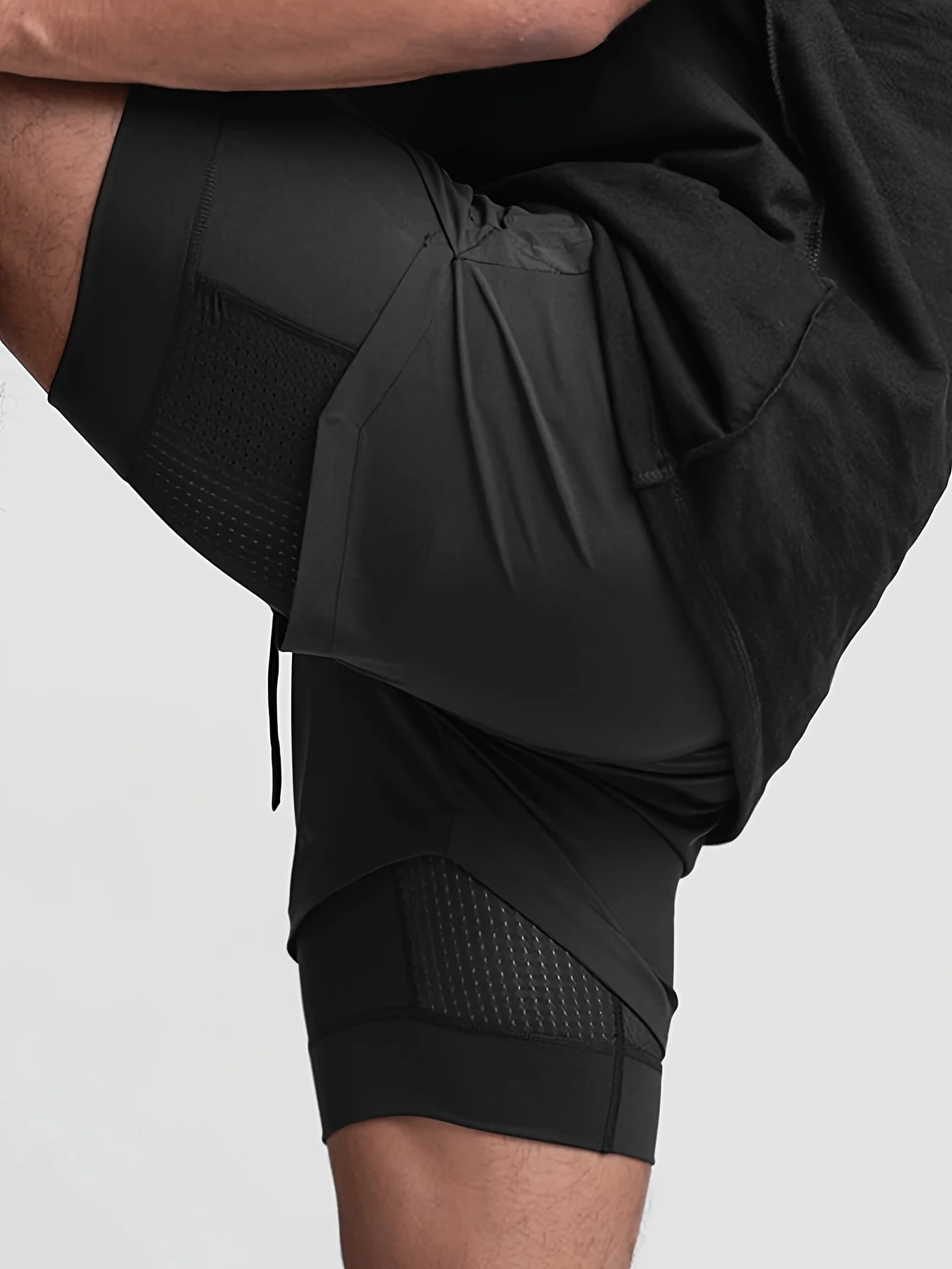 double-deck fitness sports shorts men summer slim quick drying breathable woven Shorts Men's sweatpants training gym clothing890 5