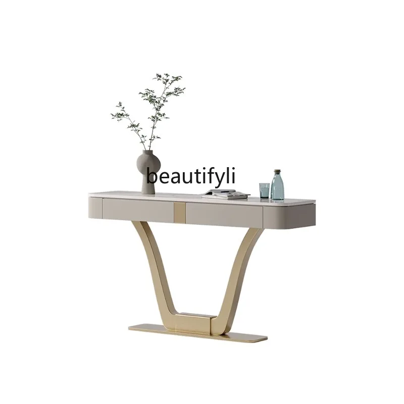 

Stone Plate Console Tables Minimalist Living Room Entrance Main Door Side View Corridor High-End Storage Entrance Cabinet