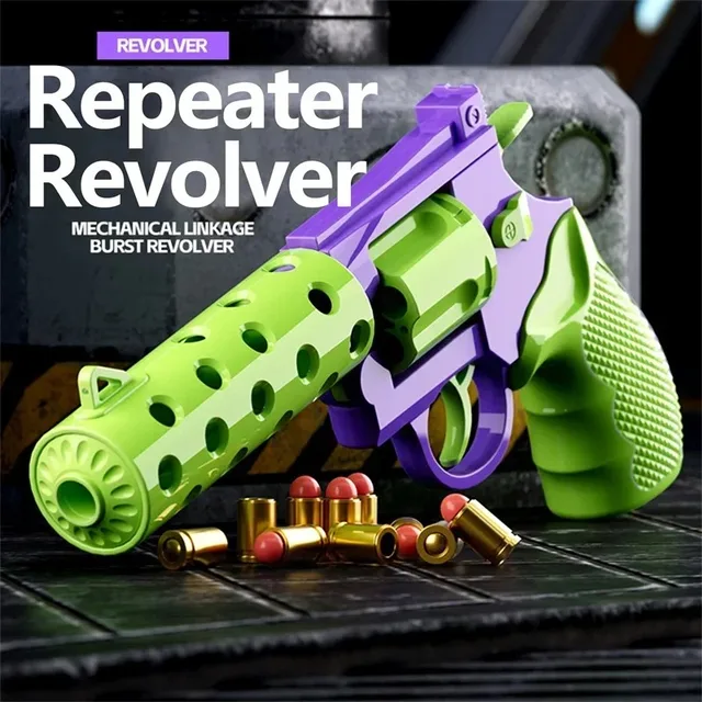 Automatic Decompression Desert Pistol Continuous Shell Ejection Empty Hanging Revolver Toy Gun 2