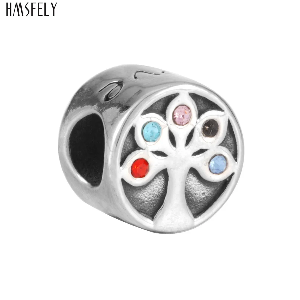 

HMSFELY Crystal Tree Beads For Charm Women Bracelet Jewelry Making Crystal Bead 316l Stainless Steel Beads