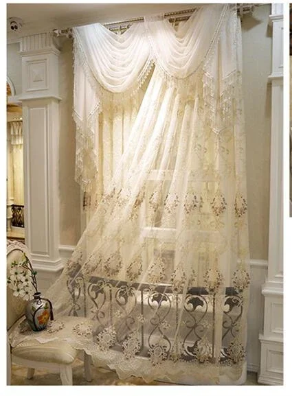 Luxury Villa Living Room Bedroom Dining Room Blackout Curtain European Water-Soluble Embroidery Decorative Curtain Window Screen 2