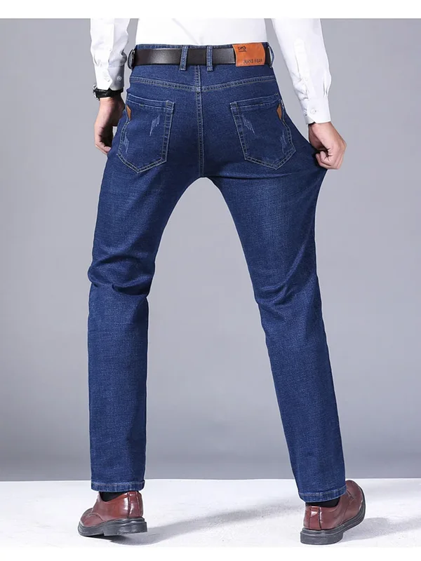 Men Straight Jeans Stretch Slim Fit Pants