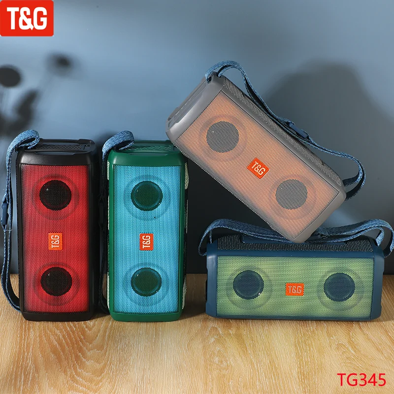 

T&G TG345 Portable Speaker Bluetooth Wireless Waterproof Speakers Subwoofer Outdoor Bass Loudspeaker with LED Light