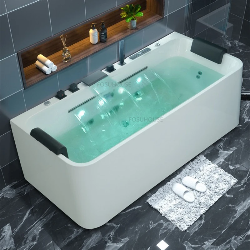 Description Picture 4 of itemMinimalist Modern Acrylic Bathtubs Bathroom Fixture Adult Portable Bathtub Creative Household Upscale Whirlpool Bathtub