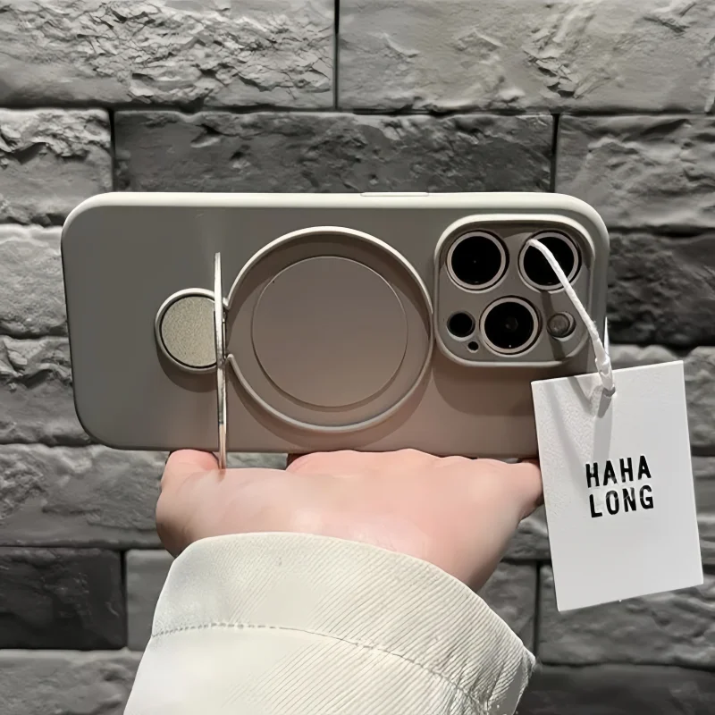 Enhanced Silicone Magnetic Case with 360° Rotating Ring Holder and Kickstand