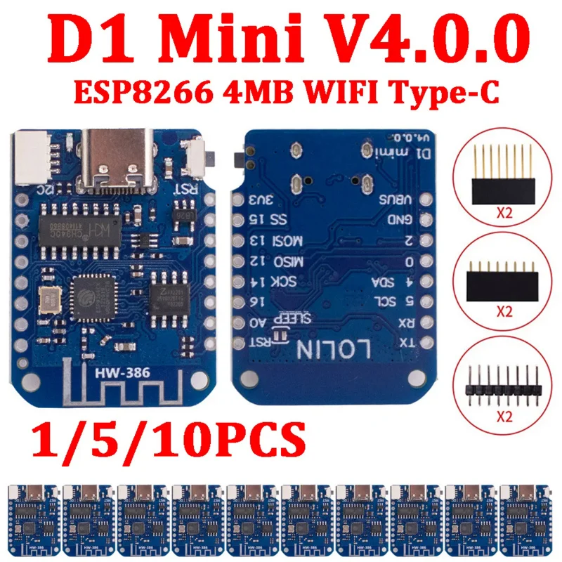 10/5/1 шт. WeMos D1 Mini ESP8266 плата для разработки Wi-Fi Интернета вещей на основе ESP-8266 D1 Mini V4.0.0 NodeMCU Lua IOT плата