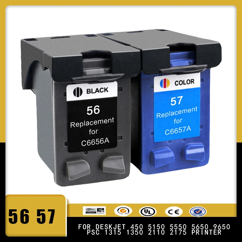 

vilaxh Replacement ink cartridge for HP 56 57 XL 1110 1200 1210 1210V 1215 1219 1310 1312 5550 5650 7760 9650 PSC 1315 1350