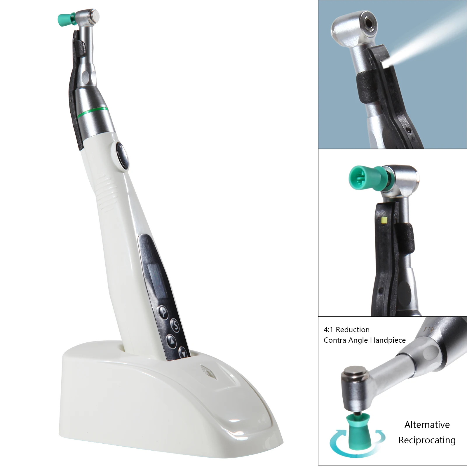 Motor de amoladora de pulido de luz LED Dental, pieza de mano de contraángulo 4:1, recargable, herramientas de molienda de dentista