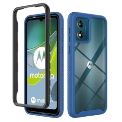 Hybrid Rugged Shockproof TPU Hard Plastic Phone Case Cover for Moto G13 (Dark Blue)
