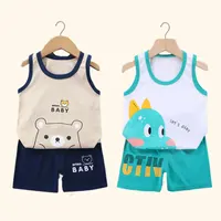 2PCS Children Clothing Vest Suit Children's Sets Summer Cotton T-Shirts Shorts Boys Girls Sleeveless Kids Clothes for baby 1