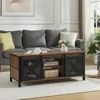 Coffee Table with Storage, 43" Rectangle Coffee Tables with Sliding Barn Doors, Rustic Low Living Room Desk with Cabinet 3
