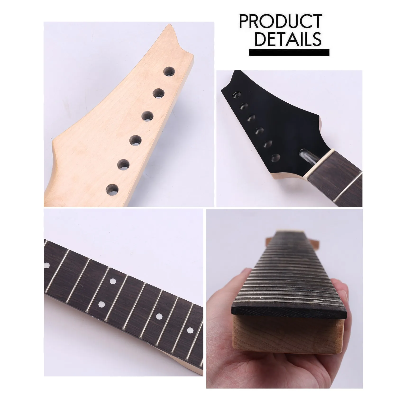 24 Frets New Replacement Maple Neck Rosewood Fretboard Fingerboard for Electric Guitar Black