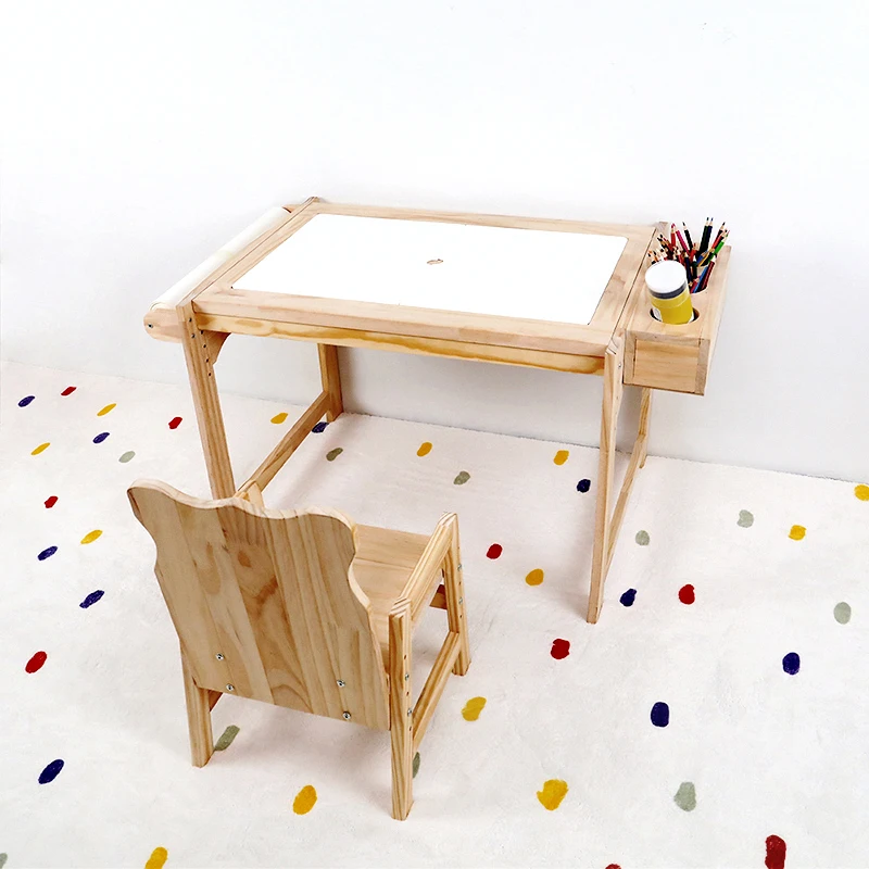 Solid Wood Children's Furniture Sets Adjustable Kids Table and Chair Kindergarten Game Table Room Study Desk