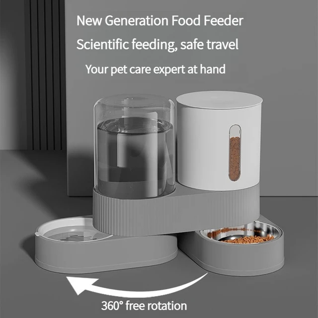 Automatic Pet Feeder and Waterer 2 in 1, Large Capacity Dry Wet Food Separate Dispenser with Timer, Smart Cat Bowl 2