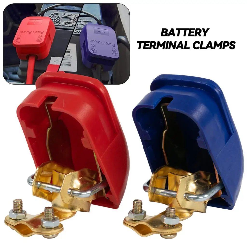 1 Pair Quick Release + Electrode Connector Clamps Car Battery