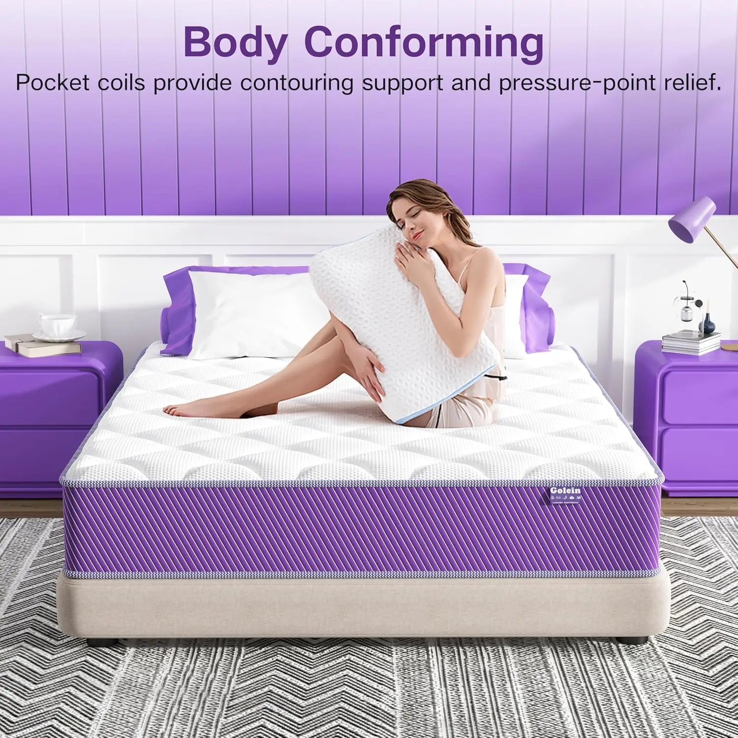 Full Size Mattress 10 H Hybrid Mattress In A Box, Purple Mattresses Full 10"" With Memory Foam And Poet Spring,Bed In A 3