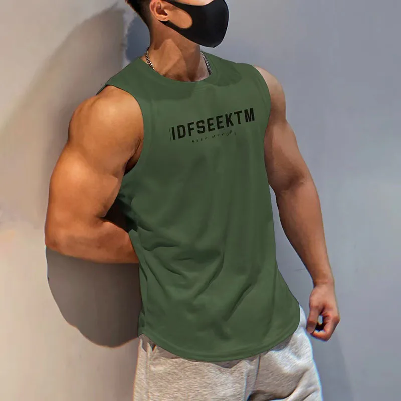 Basketball Training Muscle Fitness Quick Dry Tank Top Moisture Wicking Mesh Breathable Sports Tide Sleeveless T-Shirt Solid Men