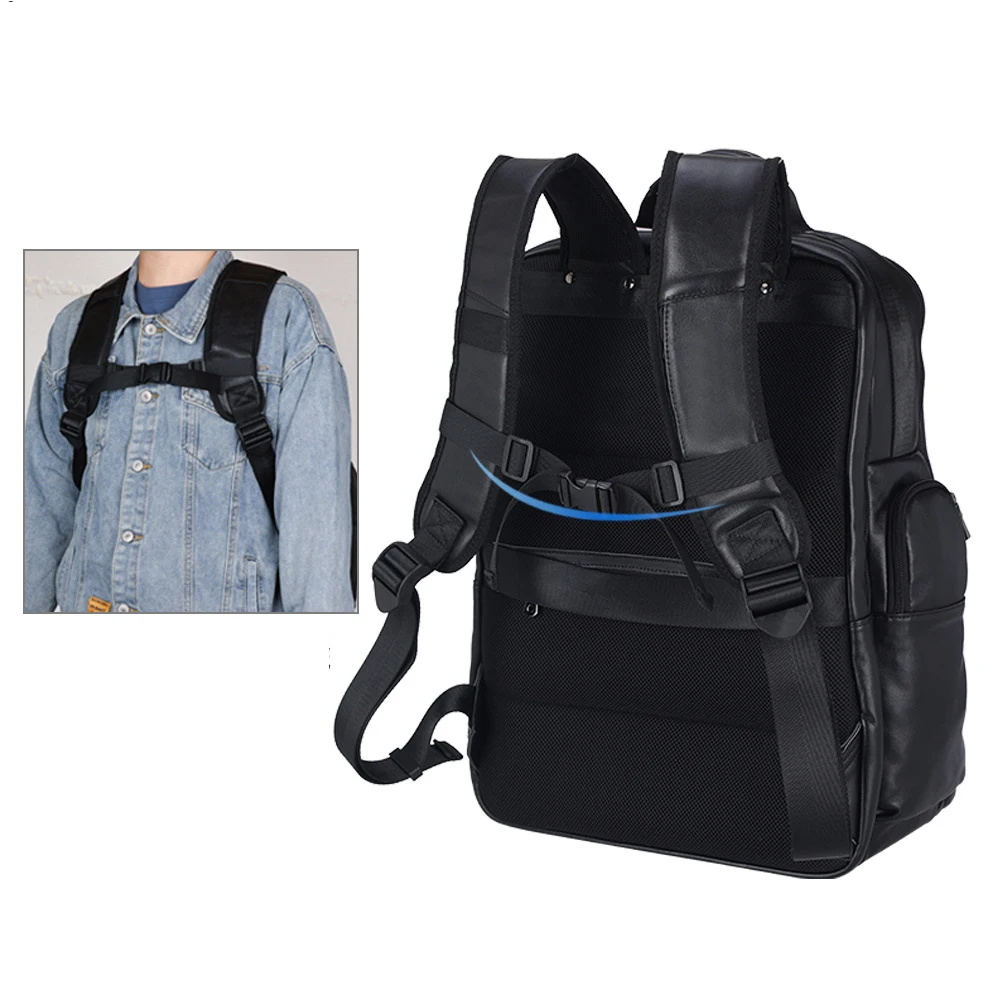 Thick cowhide backpack 17 " laptop backpacks cowskin computer bag business travel leather backpack men's bagpack Big Capacity 3