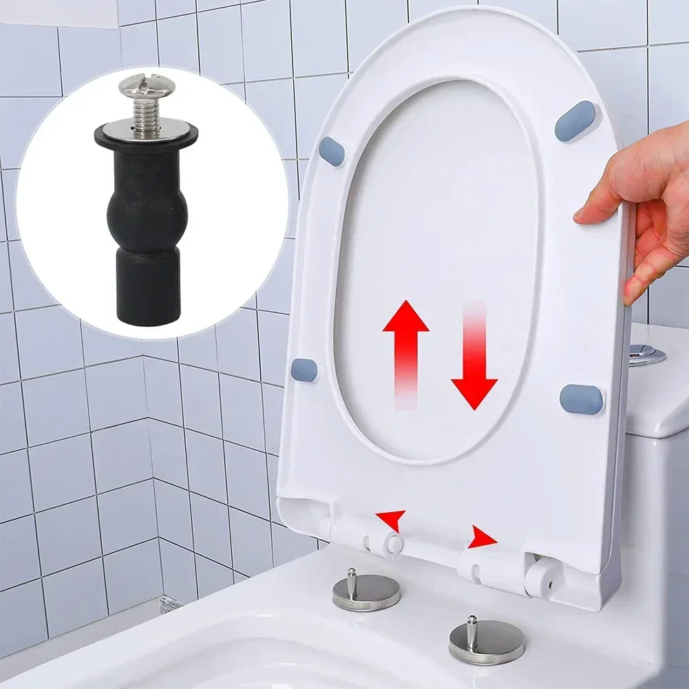 2 Set Toilet Seat Screws Hinges Expanding Rubber Top Nuts Fixings Toilet Blind Hole Replacement Kit Rubber And Stainless Steel toilet seat accessories toilet hinge replacement