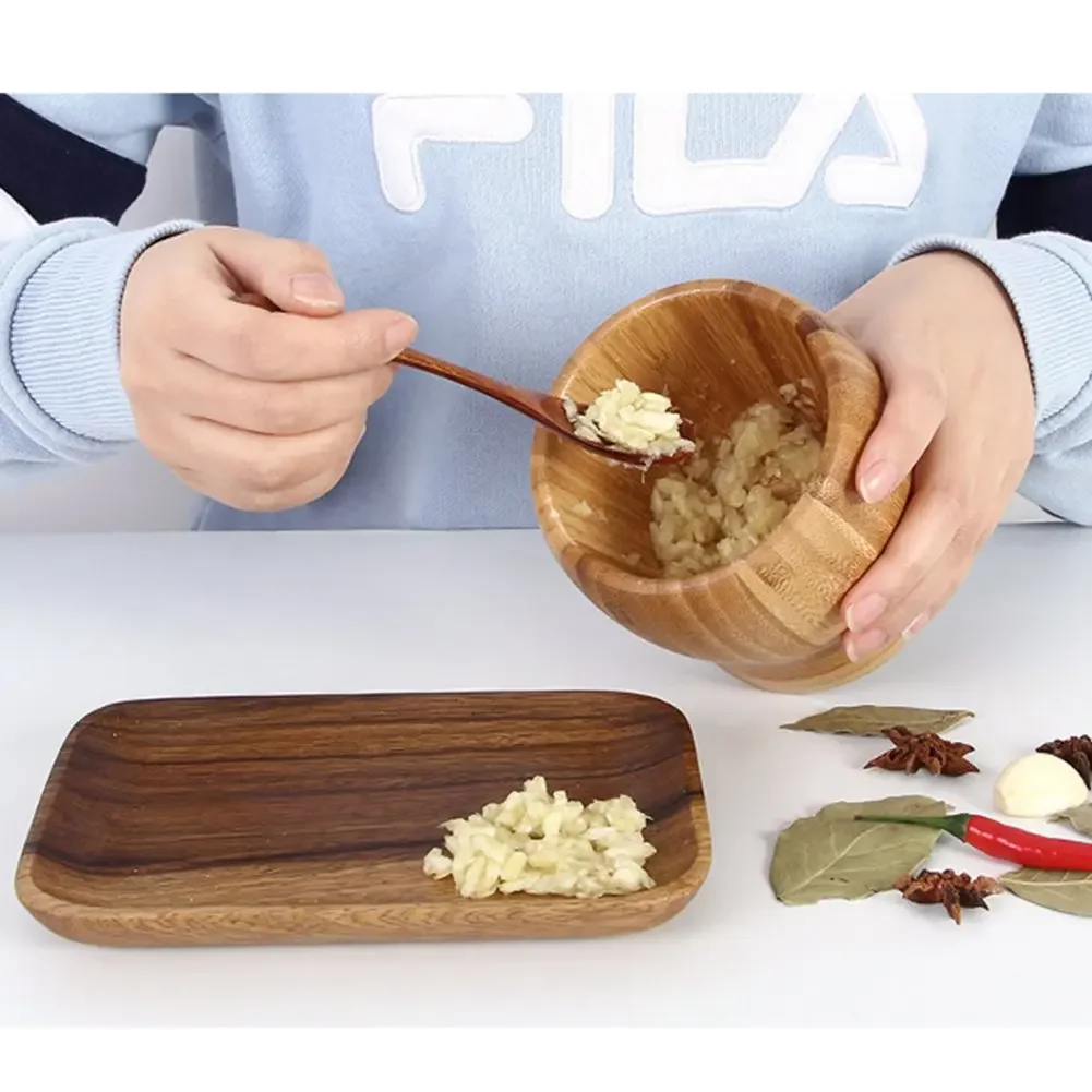 Bamboo Garlic Crusher Artifact Home Garlic Paste Grinder Crusher Presser Mortar Mortar