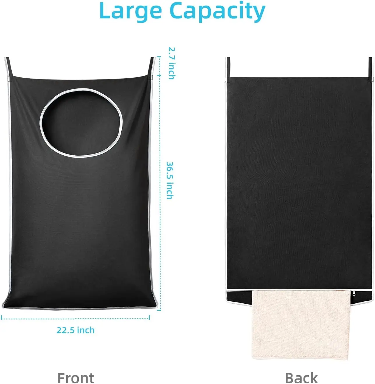 Large Oxford Door Hanging Laundry Hamper Bag with Hooks Dirty Clothes Storage Bag for Bedroom Bathroom 2