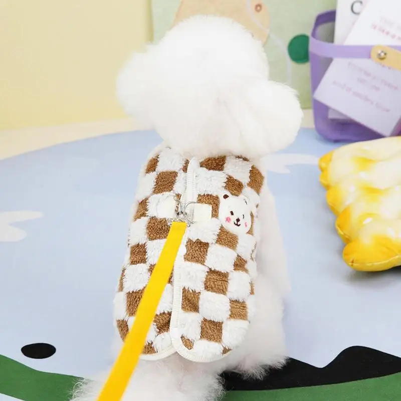 Winter Fleece Pullover Pet Clothes Cute Checkboard Puppy Kitten Warm Coats Sweater For Small Medium Dogs Cats Outfit 2