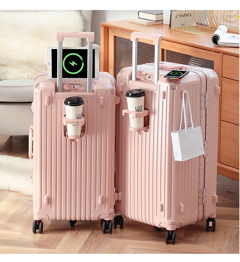 Suitcase Large Capacity Luggage Case Aluminum frame 24/26 Inch Universal PC travel Suitcases With Wheels Free Shipping