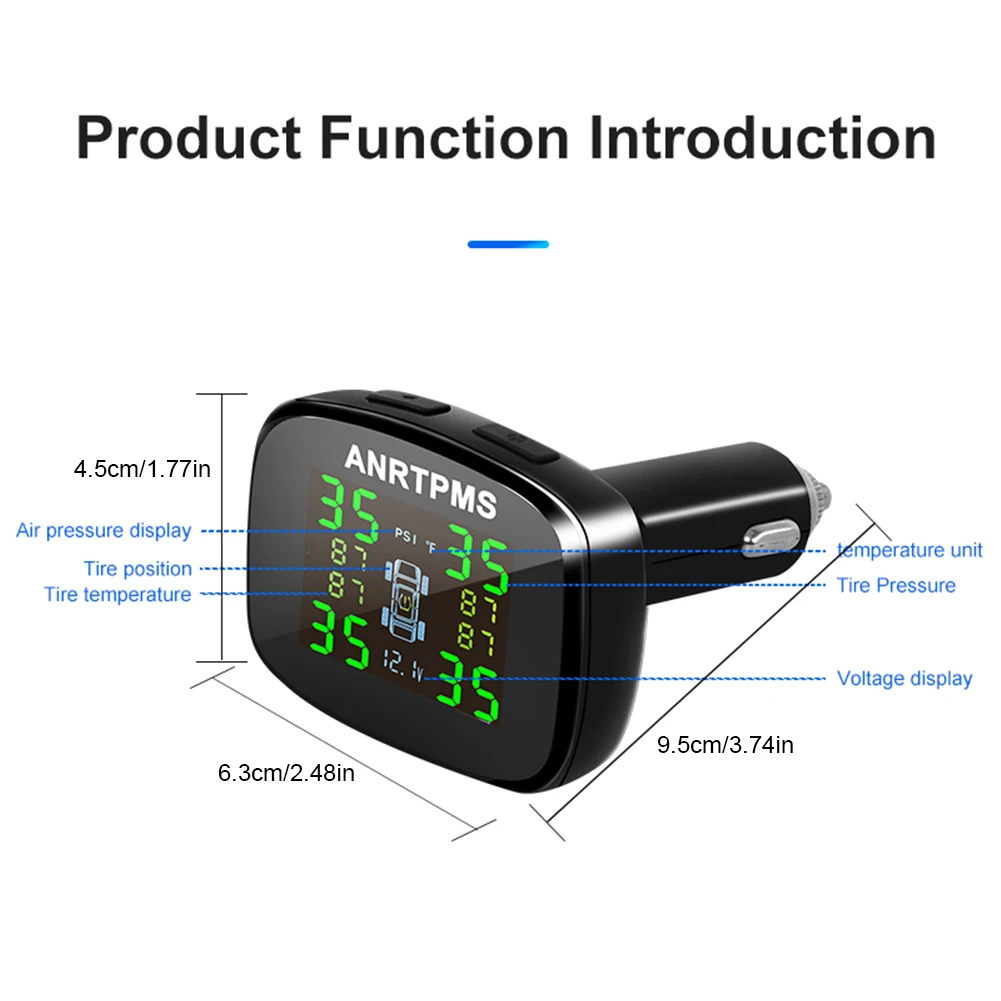 Tire Pressure Monitoring System with 4 Sensors Tire Pressure Monitor System Universal TPMS for Car SUV Sedan