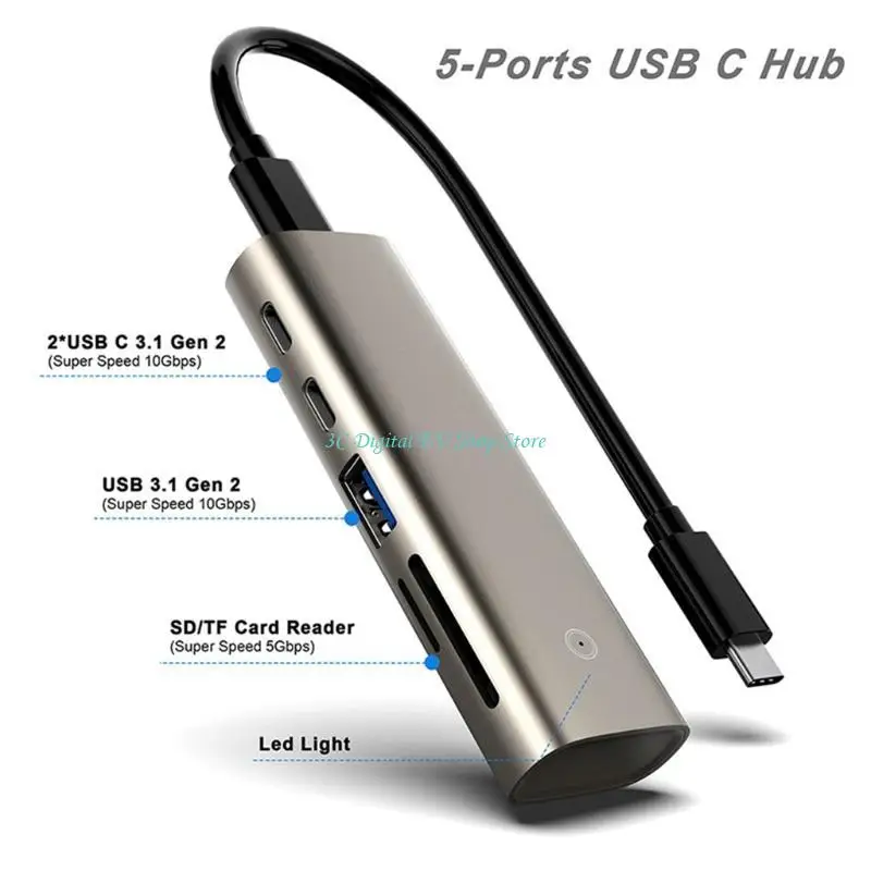E74D USB 허브 어댑터 TF 카드용 10GbpsUSB3.1 Gen2 멀티 분배기 USB 도킹 스테이션
